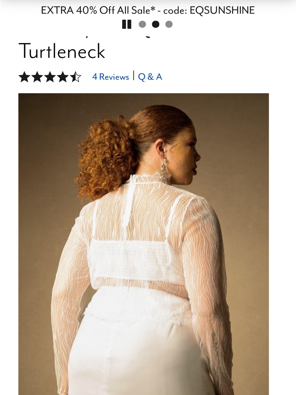 Eloquii Sheer Ivory Fringe Lace Long Sleeve Crop Top - Picture 8 of 9
